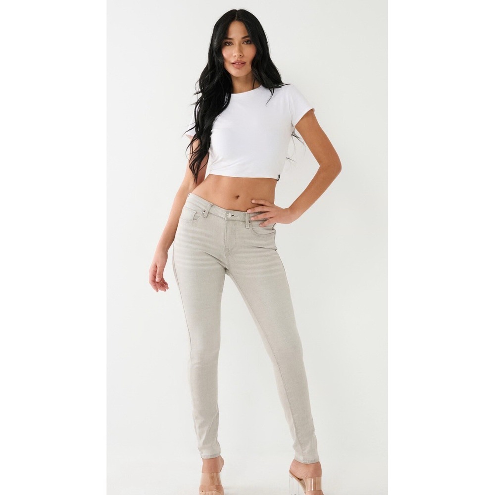 True Religion Women's Size‎ 38 Grey Jennie Curvy Mid-Rise Super Skinny Jeans NWT